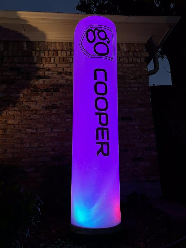 6.5" Tall Inflatable, fan base, four LED lights, and a remote control